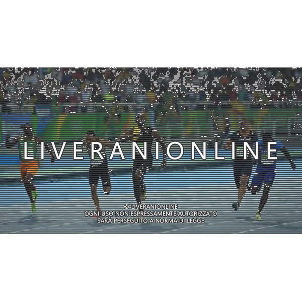 XXXI Olympic Games Giochi Olimpici Rio 2016 Rio de Janeiro - 14.08.2016 Atletica Finale 100m di corsa Maschili Nella Foto:Usain Bolt vince i 100m su Gatlin Justin e de Grasse Andre /Ph.Vitez-Ag. Aldo Liverani