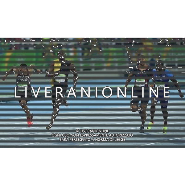 XXXI Olympic Games Giochi Olimpici Rio 2016 Rio de Janeiro - 14.08.2016 Atletica Finale 100m di corsa Maschili Nella Foto:Usain Bolt vince i 100m su Gatlin Justin e de Grasse Andre /Ph.Vitez-Ag. Aldo Liverani