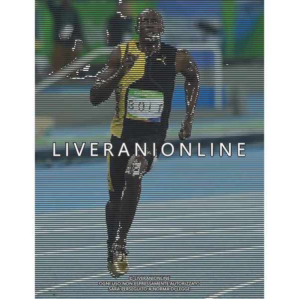 XXXI Olympic Games Giochi Olimpici Rio 2016 Rio de Janeiro - 14.08.2016 Atletica Finale 100m di corsa Maschili Nella Foto:Usain Bolt vince i 100m su Gatlin Justin e de Grasse Andre /Ph.Vitez-Ag. Aldo Liverani