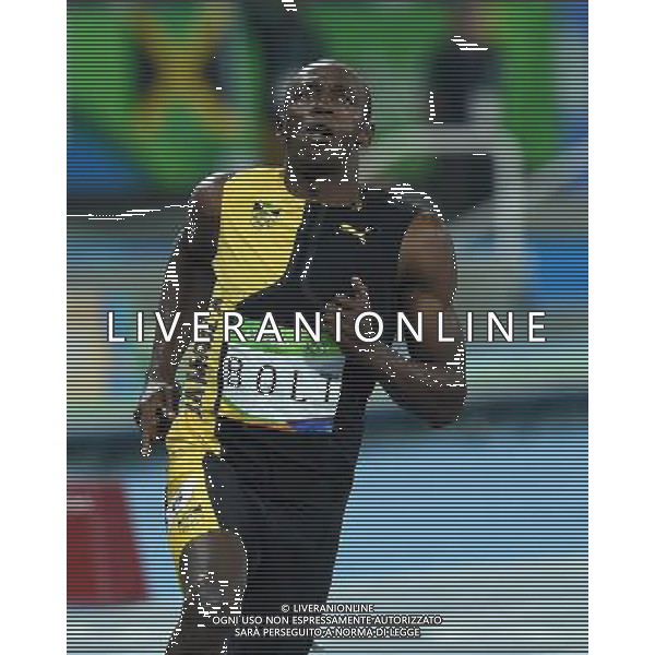 XXXI Olympic Games Giochi Olimpici Rio 2016 Rio de Janeiro - 14.08.2016 Atletica Finale 100m di corsa Maschili Nella Foto:Usain Bolt vince i 100m su Gatlin Justin e de Grasse Andre /Ph.Vitez-Ag. Aldo Liverani
