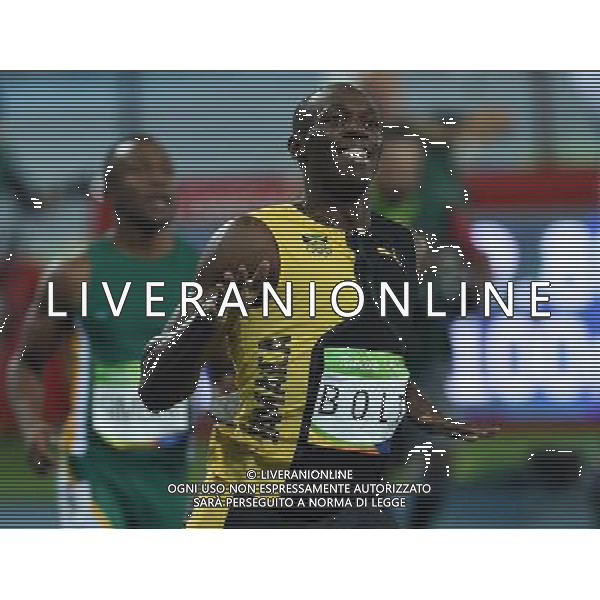XXXI Olympic Games Giochi Olimpici Rio 2016 Rio de Janeiro - 14.08.2016 Atletica Finale 100m di corsa Maschili Nella Foto:Usain Bolt vince i 100m su Gatlin Justin e de Grasse Andre /Ph.Vitez-Ag. Aldo Liverani