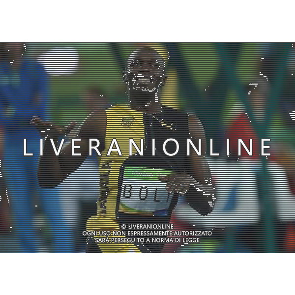 XXXI Olympic Games Giochi Olimpici Rio 2016 Rio de Janeiro - 14.08.2016 Atletica Finale 100m di corsa Maschili Nella Foto:Usain Bolt vince i 100m su Gatlin Justin e de Grasse Andre /Ph.Vitez-Ag. Aldo Liverani
