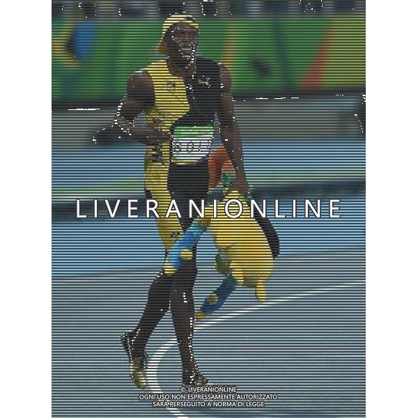 XXXI Olympic Games Giochi Olimpici Rio 2016 Rio de Janeiro - 14.08.2016 Atletica Finale 100m di corsa Maschili Nella Foto:Usain Bolt vince i 100m su Gatlin Justin e de Grasse Andre /Ph.Vitez-Ag. Aldo Liverani