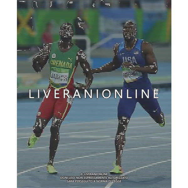 XXXI Olympic Games Giochi Olimpici Rio 2016 Rio de Janeiro - 14.08.2016 Atletica Finale 100m di corsa Maschili Nella Foto:JAMES Kirani e MERRITT Lashawn /Ph.Vitez-Ag. Aldo Liverani