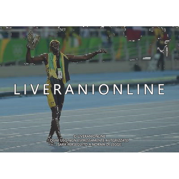 XXXI Olympic Games Giochi Olimpici Rio 2016 Rio de Janeiro - 14.08.2016 Atletica Finale 100m di corsa Maschili Nella Foto:Usain Bolt vince i 100m su Gatlin Justin e de Grasse Andre /Ph.Vitez-Ag. Aldo Liverani