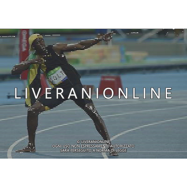 XXXI Olympic Games Giochi Olimpici Rio 2016 Rio de Janeiro - 14.08.2016 Atletica Finale 100m di corsa Maschili Nella Foto:Usain Bolt vince i 100m su Gatlin Justin e de Grasse Andre /Ph.Vitez-Ag. Aldo Liverani