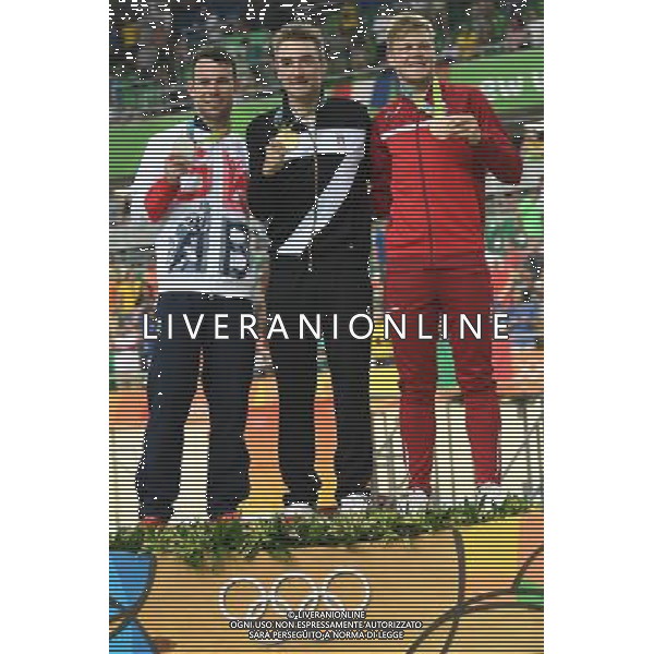 15-08-2016 Giochi Olimpici Pista Uomini; Giornata 05; 2016, Team Sky; 2016, Danimarca; Viviani, Elia; Cavendish, Mark; Hansen, Lasse Norman; Rio De Janeiro; ©sirotti/AGENZIA ALDO LIVERANI SAS