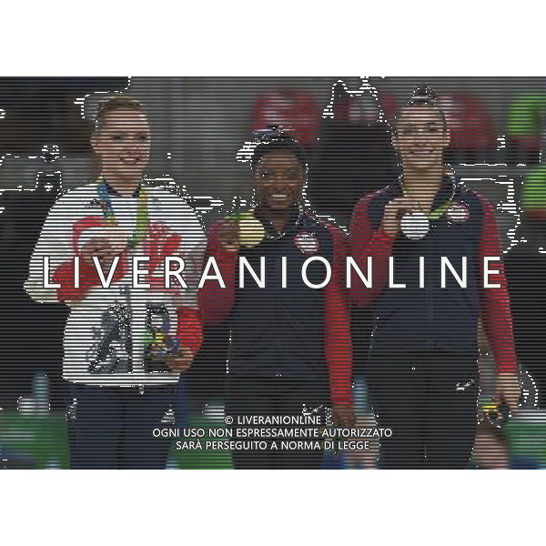 XXXI Olympic Games Giochi Olimpici Rio 2016 Rio de Janeiro - 16.08.2016 Finale Ginnastica Artistica Individuale Corpo Libero Femminile Nella Foto:Podio Medaglie Raisman Alexandra, Biles Simone, Tinkler Amy /Ph.Vitez-Ag. Aldo Liverani