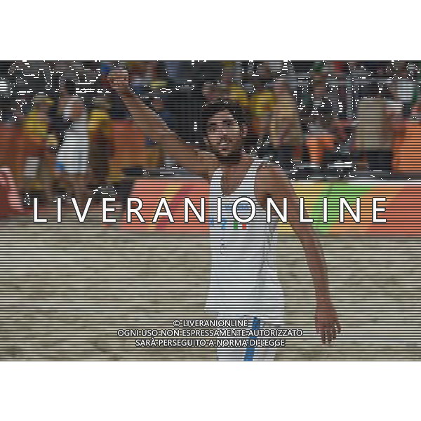 XXXI Olympic Games Giochi Olimpici Rio 2016 Rio de Janeiro - 16.08.2016 Semifinale Beach Volley Maschile Italia vs Russia Nella Foto:Lupo Daniele esulta /Ph.Vitez-Ag. Aldo Liverani