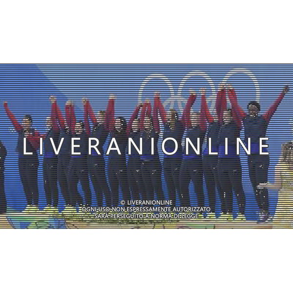 XXXI Olympic Games Giochi Olimpici Rio 2016 Rio de Janeiro - 19.08.2016 Finale di Pallanuoto Femminile Italia vs USA Nella Foto:Team USA vincitrice della medaglia d\'oro /Ph.Andrea Staccioli/Deepbluemedia/Insidefoto/Vitez-Ag. Aldo Liverani