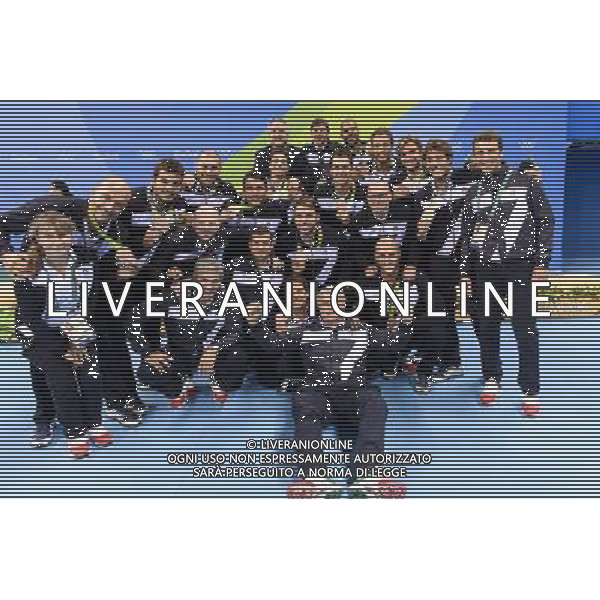 XXXI Olympic Games Giochi Olimpici Rio 2016 Rio de Janeiro - 20.08.2016 Finale per la Medaglia di Bronzo di Pallanuoto Maschile Italia vs Montenegro Nella Foto:Festeggiamenti del gruppo con la medaglia /Ph.Andrea Staccioli/Deepbluemedia/Insidefoto/Vitez-Ag. Aldo Liverani