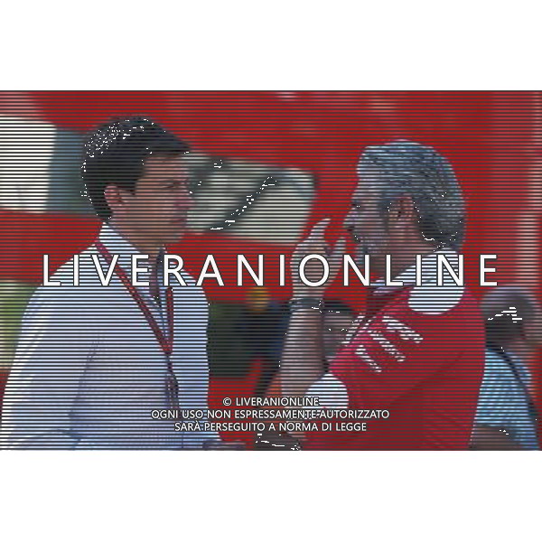 (L to R): Toto Wolff (GER) Mercedes AMG F1 Shareholder and Executive Director with Maurizio Arrivabene (ITA) Ferrari Team Principal. 26.08.2016. Formula 1 World Championship, Rd 13, Belgian Grand Prix, Spa Francorchamps, Belgium, Practice Day. / AGENZIA ALDO LIVERANI SAS - ITALY ONLY EDITORIAL USE ONLY