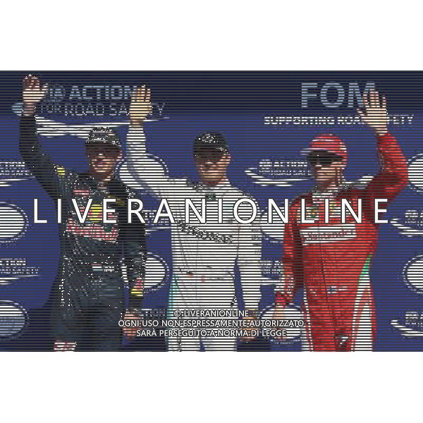 Pole for Nico Rosberg (GER) Mercedes AMG Petronas F1 W07, 2nd for Max Verstappen (NLD) Red Bull Racing RB12 and 3rd for Kimi Raikkonen (FIN) Scuderia Ferrari SF16-H. 27.08.2016. Formula 1 World Championship, Rd 13, Belgian Grand Prix, Spa Francorchamps, Belgium, Qualifying Day. / AGENZIA ALDO LIVERANI SAS - ITALY ONLY EDITORIAL USE ONLY