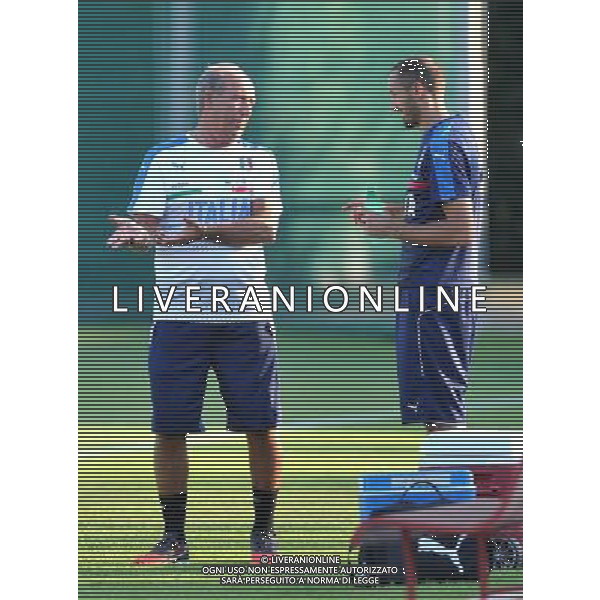 Foto Aldo Liverani 29/08/2016 Firenze ( Italia) Nazionale Italiana calcio Raduno della Nazionale italiana di calcio, Centro Tecnico Federale di Coverciano Nella foto: L\'allenatore Giampiero Ventura e Giorgio Chiellini 