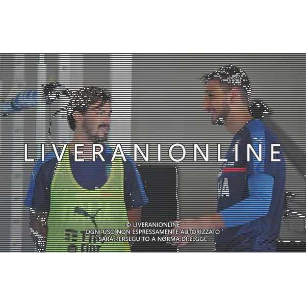 Foto Aldo Liverani 29/08/2016 Firenze ( Italia) Nazionale Italiana calcio Raduno della Nazionale italiana di calcio, Centro Tecnico Federale di Coverciano Nella foto: alessio Romagnoli, Donnarumma gianluigi 