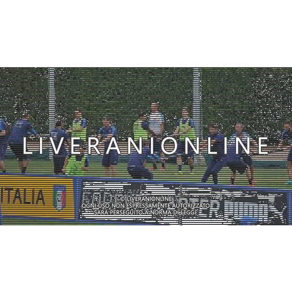 Foto Aldo Liverani 30/08/2016 Firenze ( Italia) Nazionale Italiana calcio Raduno della Nazionale italiana di calcio, Centro Tecnico Federale di Coverciano Nella foto: la squadra nella fase di riscaldamento 