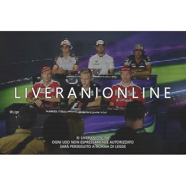 The FIA Press Conference (From back row (L to R)): Esteban Gutierrez (MEX) Haas F1 Team; Jenson Button (GBR) McLaren; Carlos Sainz Jr (ESP) Scuderia Toro Rosso; Sebastian Vettel (GER) Ferrari; Kevin Magnussen (DEN) Renault Sport F1 Team; Kimi Raikkonen (FIN) Ferrari. 01.09.2016. Formula 1 World Championship, Rd 14, Italian Grand Prix, Monza, Italy, Preparation Day. / AGENZIA ALDO LIVERANI SAS - ITALY ONLY EDITORIAL USE ONLY