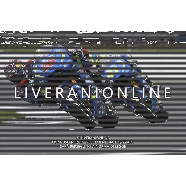 02.09.2016. Silverstone, Towcester, Inghilterra.Maverick Vinales e Aleix Espargaro (Suzuki Ecstar) durante le libere. AG ALDO LIVERANI SAS