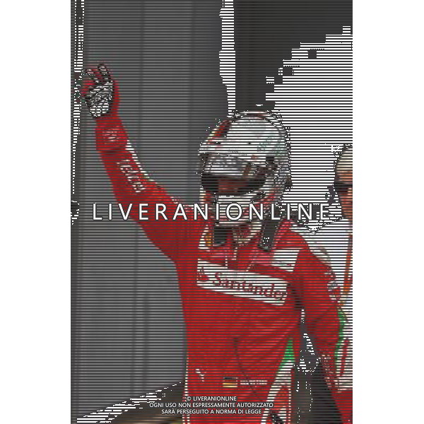 Sebastian Vettel (GER) Ferrari celebrates his third position in parc ferme. 04.09.2016. Formula 1 World Championship, Rd 14, Italian Grand Prix, Monza, Italy, Race Day. / AGENZIA ALDO LIVERANI SAS - ITALY ONLY EDITORIAL USE ONLY