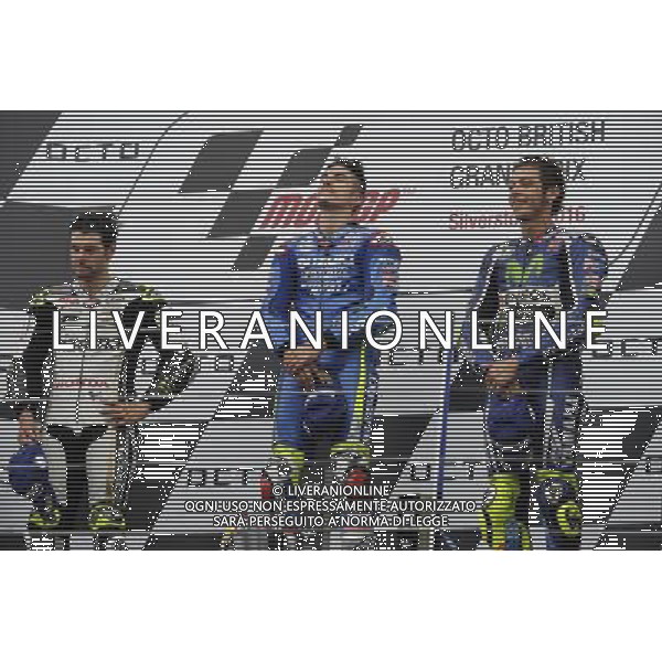 04.09.2016. Silverstone, Towcester,Inghilterra.Cal Crutchlow, Maverick Vinales e Valentino Rossi. / Gp Silvestone Silverstone Towcester Gran Bretagna Motomondiale 04.09.2016 Â©PIAZZOLLA/ AGENZIA ALDO LIVERANI SAS