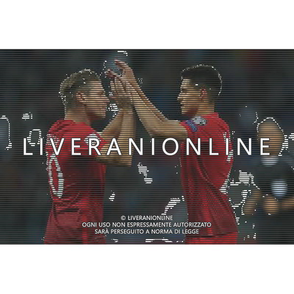 04.09.2016 ASTANA, KAZACHSTAN (KAZAKHSTAN), ASTANA ARENA PILKA NOZNA (FOOTBALL) ELIMINACJE MISTRZOSTW SWIATA FIFA 2016 (WORLD CUP 2016 QUALIFICATION) GRUPA E, GROUP E MECZ KAZACHSTAN - POLSKA (GAME KAZAKHSTAN - POLAND) NZ LUKASZ PISZCZEK, BARTOSZ KAPUSTKA POLSKA RADOSC, BRAMKA, GOL, FOTO LUKASZ GROCHALA/CYFRASPORT / NEWSPIX.PL --- Newspix.pl AG ALDO LIVERANI SAS ONLY ITALY *** Local Caption *** www.newspix.pl mail us: info@newspix.pl call us: 0048 022 23 22 222 --- Polish Picture Agency by Ringier Axel Springer Poland