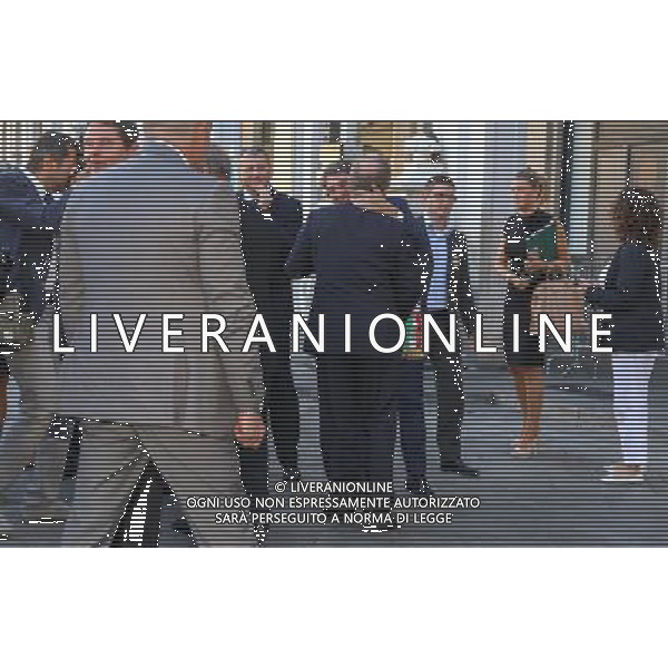 Roberto Maroni saluta Emilio Del Bono. Piazza Loggia arrivo del presidente della Repubblica Sergio Mattarella. Brescia 6 Settembre 2016. Ph Fotolive Valentina Renna / AGENZIA ALDO LIVERANI SAS