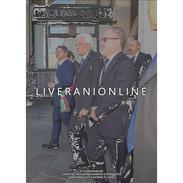 Emlio Del Bono, Sergio Mattarella e Roberto Maroni. Piazza Loggia arrivo del presidente della Repubblica Sergio Mattarella. Brescia 6 Settembre 2016. Ph Fotolive Valentina Renna/ AGENZIA ALDO LIVERANI SAS