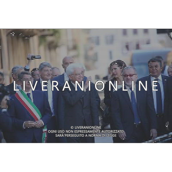 con il sindaco del Bono e Maroni durante la visita a Brescia del presidente della Repubblica Sergio Mattarella, Brescia 6 settembre 2016.Ph Fotolive Filippo Venezia/ AGENZIA ALDO LIVERANI SAS
