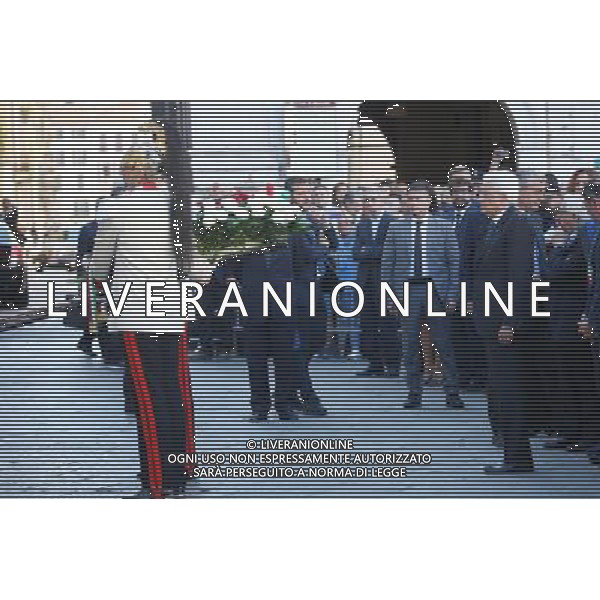 omaggio ai caduti di piazza Loggia durante la visita a Brescia del presidente della Repubblica Sergio Mattarella, Brescia 6 settembre 2016.Ph Fotolive Filippo Venezia/ AGENZIA ALDO LIVERANI SAS