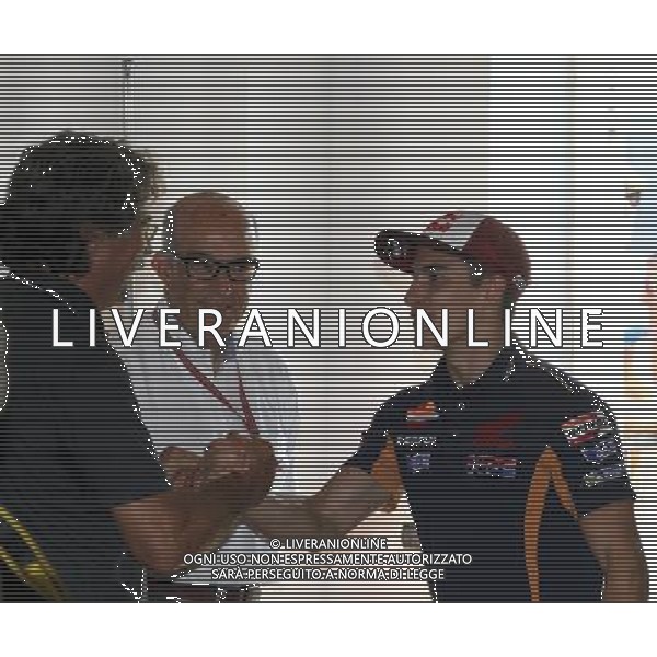 Misano Adriatico (RN) 08/09/16 Misano World Circuit Marco Simoncelli. Gran Premio TIM di San Marino e della Riviera di Rimini 2016 - MOTOGP Nella foto: Paolo Simoncelli con Marc Marquez ( ESP ) su HONDA PH Lauro Montagnini / AGENZIA ALDO LIVERANI SAS