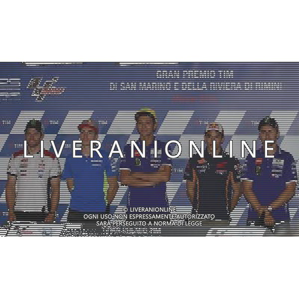 Misano Adriatico ( RN ) 08/09/16 Misano World Circuit Marco Simoncelli. Gran Premio TIM di San Marino e della Riviera di Rimini 2016 - MOTOGP Nella foto: Cal Crutchlow, Maverick ViÃ±ales, Valentino Rossi, Marc Marquez e Jorge Lorenzo PH Lauro Montagnini / AGENZIA ALDO LIVERANI SAS