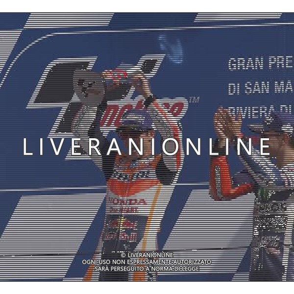 Misano Adriatico ( RN ) 11/09/16 Misano World Circuit Marco Simoncelli. Gran Premio TIM di San Marino e della Riviera di Rimini 2016 - MOTOGP Premiazione Nella foto: Il vincitore Dani Pedrosa ( ESP ) su HONDA sul podio PH Lauro Montagnini / AGENZIA ALDO LIVERANI SAS
