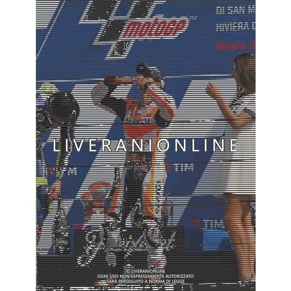 Misano Adriatico ( RN ) 11/09/16 Misano World Circuit Marco Simoncelli. Gran Premio TIM di San Marino e della Riviera di Rimini 2016 - MOTOGP Premiazione Nella foto: Il vincitore Dani Pedrosa ( ESP ) su HONDA sul podio PH Lauro Montagnini / AGENZIA ALDO LIVERANI SAS