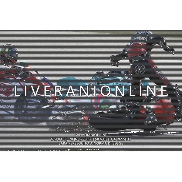 Misano Adriatico ( RN ) 11/09/16 Misano World Circuit Marco Simoncelli. Gran Premio TIM di San Marino e della Riviera di Rimini 2016 - Moto2 Nella foto: Incidente fra Xavier Simeon ( BEL ) su SPEED UP e Axel Pons ( ESP ) su KALEX PH Lauro Montagnini *** Local Caption *** / AGENZIA ALDO LIVERANI SAS