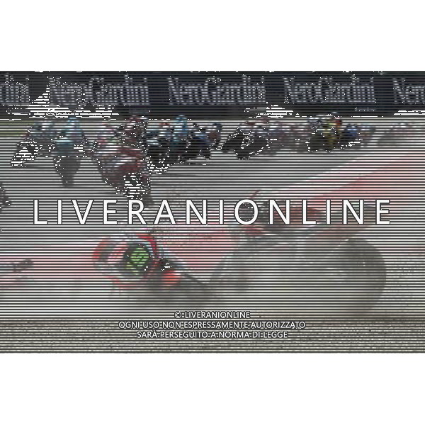 Misano Adriatico ( RN ) 11/09/16 Misano World Circuit Marco Simoncelli. Gran Premio TIM di San Marino e della Riviera di Rimini 2016 - Moto2 Nella foto: Incidente fra Xavier Simeon ( BEL ) su SPEED UP e Axel Pons ( ESP ) su KALEX PH Lauro Montagnini *** Local Caption *** / AGENZIA ALDO LIVERANI SAS