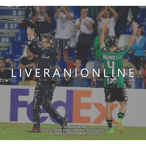 SASSUOLO - ATLETICO BILBAO UEFA EUROPA LEAGUE 15 SETTEMBRE 2016 NELLA FOTO ESULTANZA DI EUSEBIO DI FRANCESCO CON I SUOI GIOCATORI A FINE GARA Â©GS / AGENZIA ALDO LIVERANI SAS