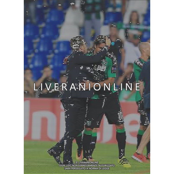 SASSUOLO - ATLETICO BILBAO UEFA EUROPA LEAGUE 15 SETTEMBRE 2016 NELLA FOTO ESULTANZA DI EUSEBIO DI FRANCESCO CON I SUOI GIOCATORI A FINE GARA Â©GS / AGENZIA ALDO LIVERANI SAS