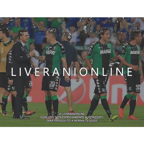 SASSUOLO - ATLETICO BILBAO UEFA EUROPA LEAGUE 15 SETTEMBRE 2016 NELLA FOTO ESULTANZA DI EUSEBIO DI FRANCESCO CON I SUOI GIOCATORI A FINE GARA Â©GS / AGENZIA ALDO LIVERANI SAS