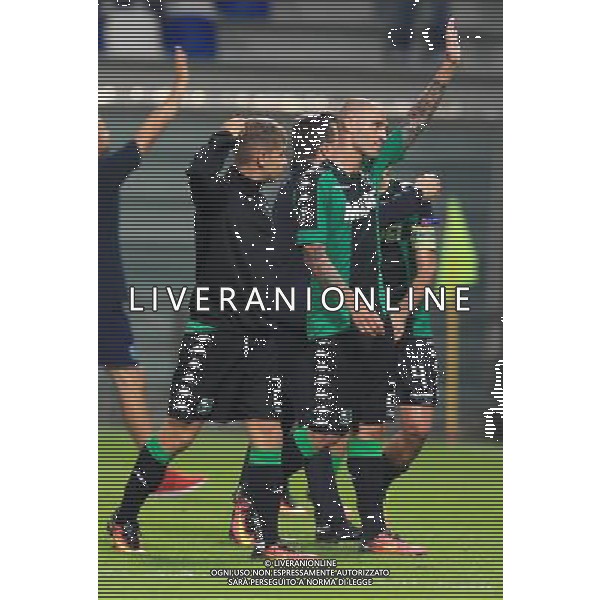 SASSUOLO - ATLETICO BILBAO UEFA EUROPA LEAGUE 15 SETTEMBRE 2016 NELLA FOTO ESULTANZA DEI GIOCATORI A FINE GARA ©GS / AGENZIA ALDO LIVERANI SAS