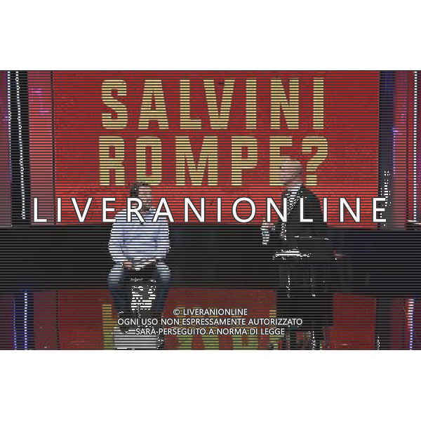 Trasmissione TV \' Politics \' Roma - 20.09.2016 - Studi Rai Teulada - nella foto: Matteo Salvini e Gianluca Samprini /Ph.Corradetti-Ag Aldo Liverani
