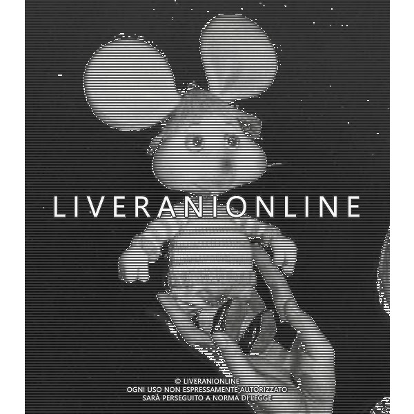Topo Gigio, pupazzo animato, creato per la televisione nel 1959 da Maria Perego - Retrospettiva nella foto in \'Canzonissima\' del 1974 ©Archivio / AGENZIA ALDO LIVERANI SAS 