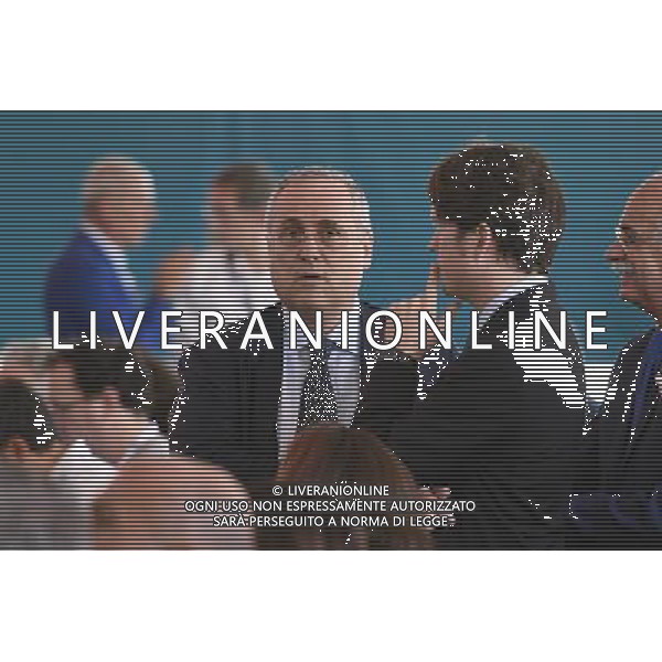 Conferenza Stampa presentazione Logo Italia Euro 2020 presso il Coni a Roma 22 settembre 2016 nella foto Aleksander Ceferin presidente Uefa, la sindaca Virginia Raggi, Carlo Tavecchio e Giovanni Malago\' Â©Corradetti / AGENZIA ALDO LIVERANI SAS 