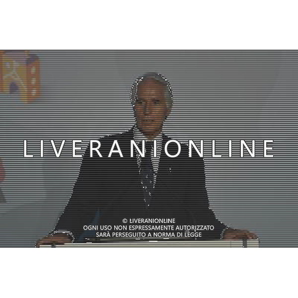 Conferenza Stampa presentazione Logo Italia Euro 2020 presso il Coni a Roma 22 settembre 2016 nella foto Aleksander Ceferin presidente Uefa, la sindaca Virginia Raggi, Carlo Tavecchio e Giovanni Malago\' Â©Corradetti / AGENZIA ALDO LIVERANI SAS 