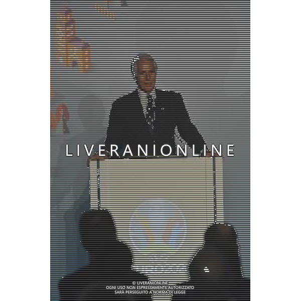 Conferenza Stampa presentazione Logo Italia Euro 2020 presso il Coni a Roma 22 settembre 2016 nella foto Aleksander Ceferin presidente Uefa, la sindaca Virginia Raggi, Carlo Tavecchio e Giovanni Malago\' Â©Corradetti / AGENZIA ALDO LIVERANI SAS 