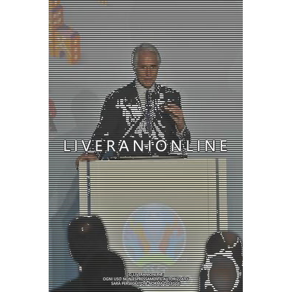 Conferenza Stampa presentazione Logo Italia Euro 2020 presso il Coni a Roma 22 settembre 2016 nella foto Aleksander Ceferin presidente Uefa, la sindaca Virginia Raggi, Carlo Tavecchio e Giovanni Malago\' Â©Corradetti / AGENZIA ALDO LIVERANI SAS 