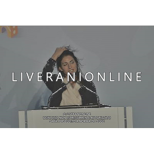 Conferenza Stampa presentazione Logo Italia Euro 2020 presso il Coni a Roma 22 settembre 2016 nella foto Aleksander Ceferin presidente Uefa, la sindaca Virginia Raggi, Carlo Tavecchio e Giovanni Malago\' Â©Corradetti / AGENZIA ALDO LIVERANI SAS 