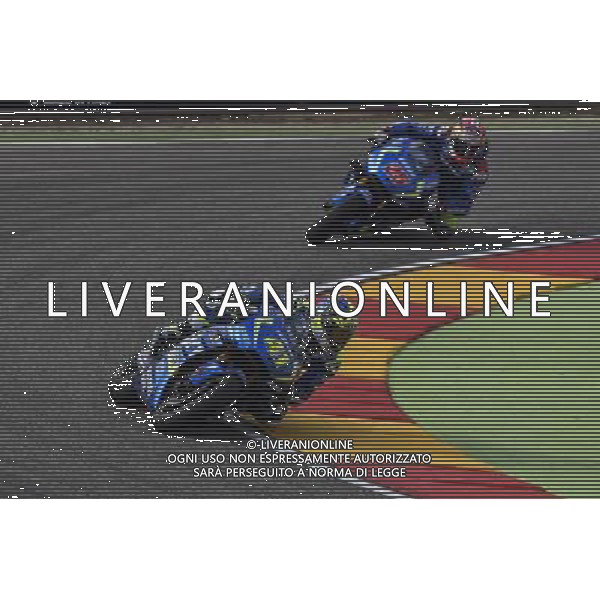 23.09.2016.Motorland Aragon, Alcaniz, Spagna.Aleix Espargaro\' e Maverick Vinales (Suzuki Ecstar) durante le libere. Â©PIAZZOLLA / AGENZIA ALDO LIVERANI SAS Prove Libere Motomondiale Motorland Aragon, Alcaniz, Spagna 23 settembre 2016 