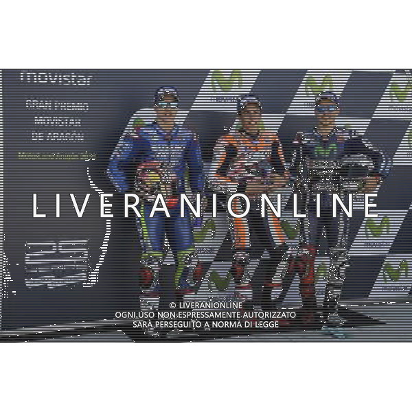 24.09.2016. Motorland Aragon, Alcaniz, Spagna.Maverick Vinales, Marc Marquez, Jorge Lorenzo. FOTO G PIAZZOLLA-AG ALDO LIVERANI SAS
