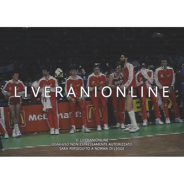 Centre Intercommunal de Glace de Malley Lausanne 02-04-1987 Finale di Coppa dei Campioni Maccabi Tel AVIV- Tracer milano nella foto GIOCATORI TRACER MILANO ag aldo liverani sas