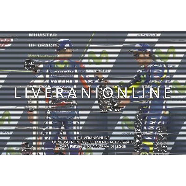 25.09.2016. Motorland Aragon, Alcaniz, Spagna.Jorge Lorenzo e Valentino Rossi. Â©PIAZZOLLA / AGENZIA ALDO LIVERANI SAS 